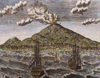 A view of the town and fort of Ternate, Moluccas by Heydt (1744)