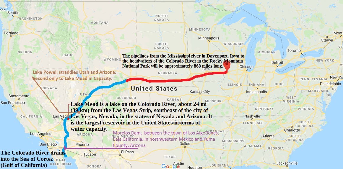 Water Pipeline of America – Colorado-Mississippi Pipeline: Keep Lake Mead and Lake Powell full and the Colorado river estuary vibrant with life – Zamboanga Hermosa